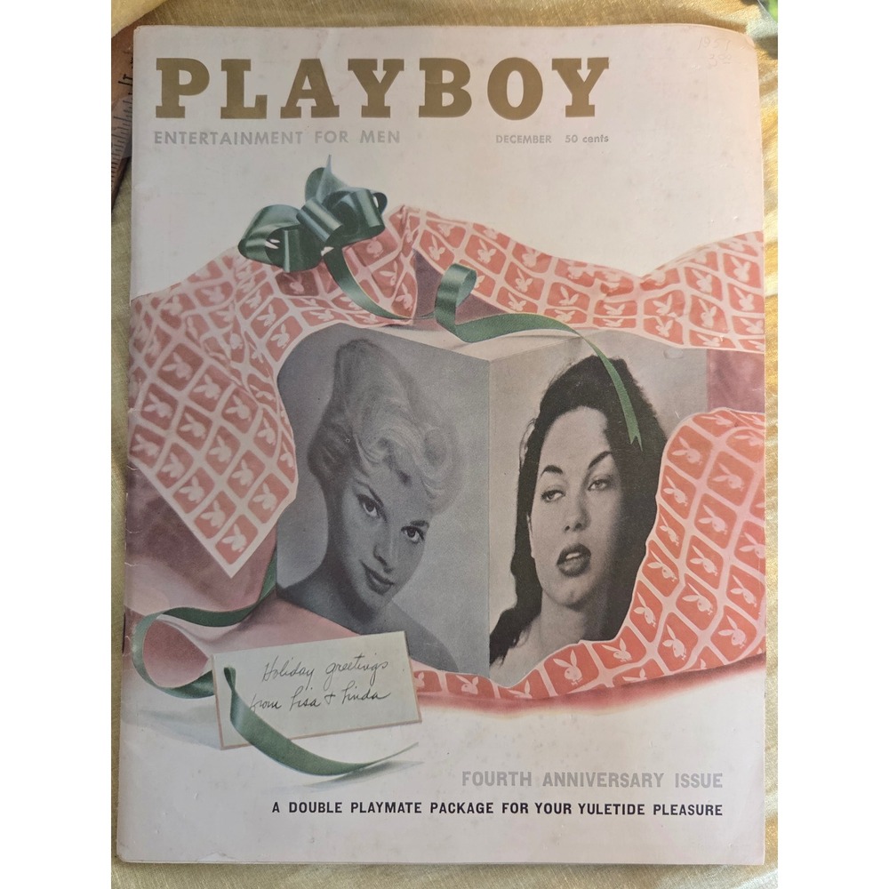 Vintage Playboy Magazine December 1957 4th Anniversary Linda Vargas Centerfold